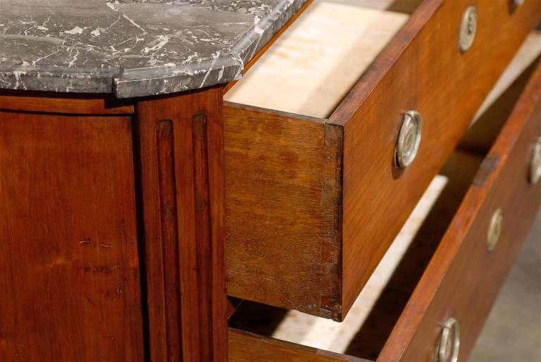 French Empire Style Mid-19th Century Two-Drawer Commode with Grey Marble Top 4