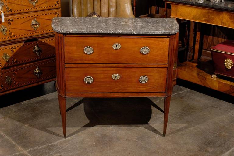 French Empire Style Mid-19th Century Two-Drawer Commode with Grey Marble Top 7
