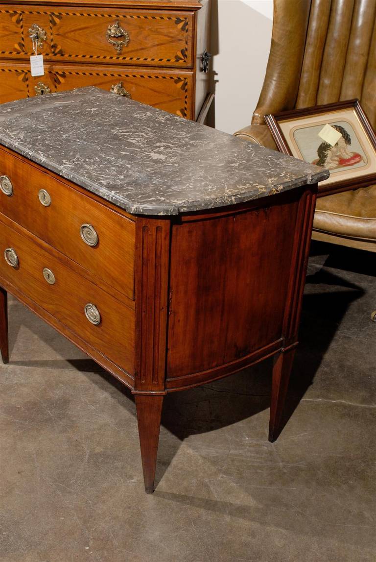 French Empire Style Mid-19th Century Two-Drawer Commode with Grey Marble Top 6