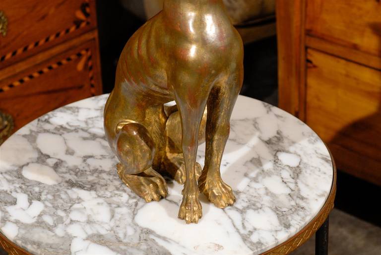 Italian Mid-20th Century Giltwood Sculpture of a Greyhound or Whippet For Sale 1