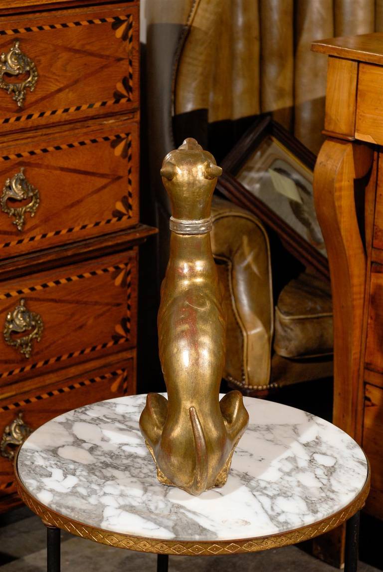 Italian Mid-20th Century Giltwood Sculpture of a Greyhound or Whippet For Sale 5