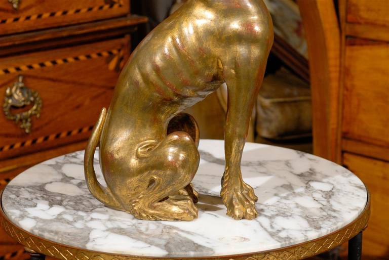 Italian Mid-20th Century Giltwood Sculpture of a Greyhound or Whippet For Sale 6