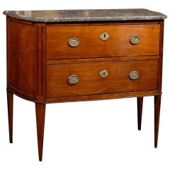French Empire Style Mid-19th Century Two-Drawer Commode with Grey Marble Top