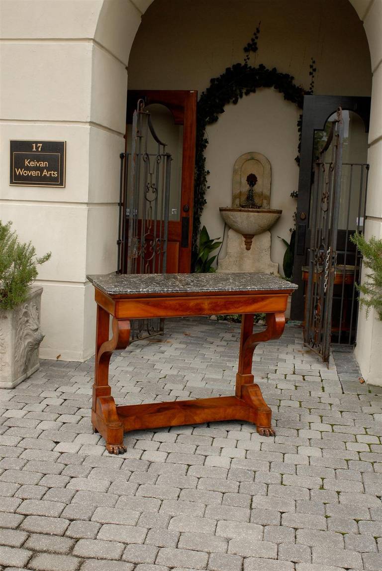 French Marble-Top Console Table In Excellent Condition In Atlanta, GA