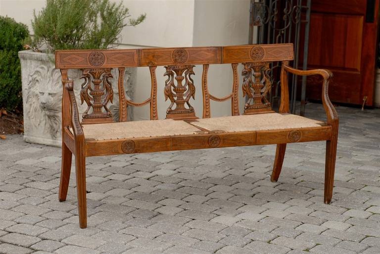 Bench with Carved Back