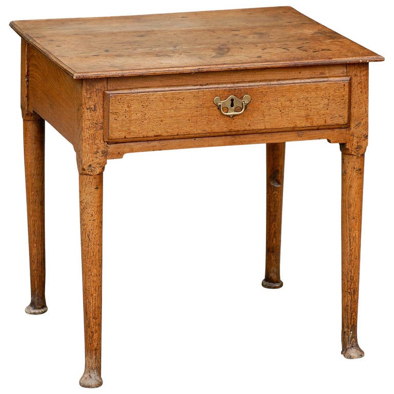 English Side Table with Single Drawer, Straight Legs and Pad Feet from