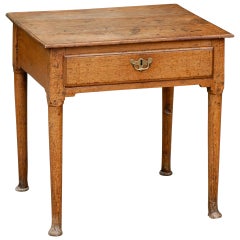 English Side Table with Single Drawer, Straight Legs and Pad Feet from the 1800s