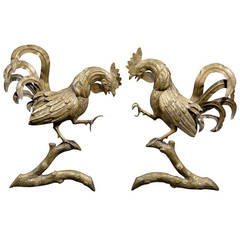 Pair of Rooster Andirons