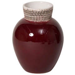 Burgandy Glaze Ceramic Vase by Pol Chambost