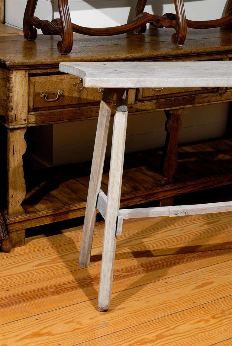French Painted Narrow Lavender Console Table from the Early 20th Century 4