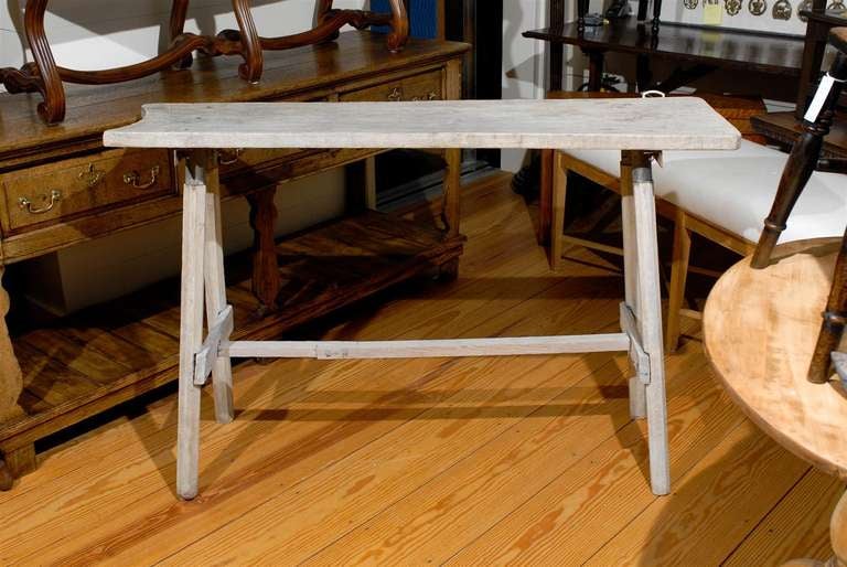 French Painted Narrow Lavender Console Table from the Early 20th Century 3
