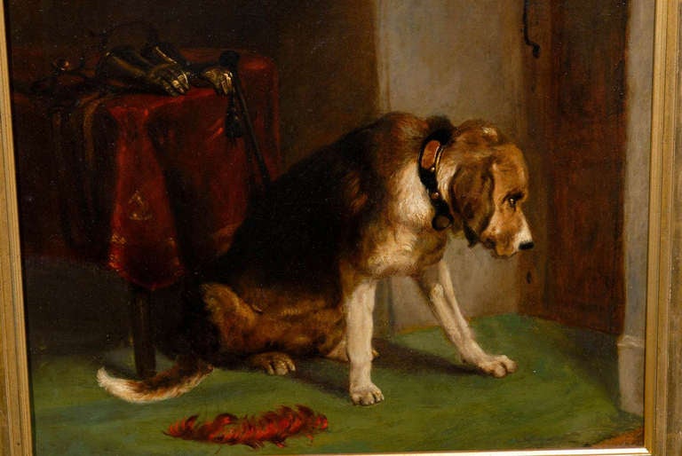 19th Century, English Dog Oil on Canvas Painting after Landseer’s 'Suspense' 1