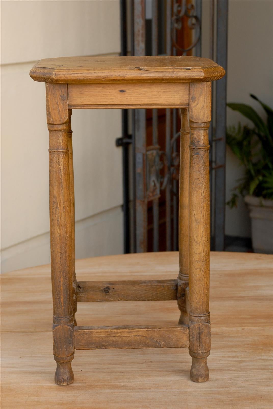 Wood French Four Legged Pegged Stool or Pedestal from the Late 19th Century