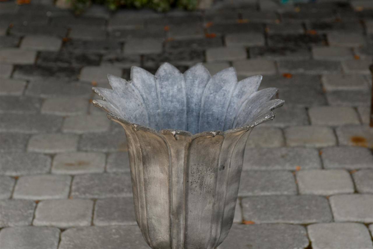 French Flower Shaped Zinc Planter from the Early 20th Century 2
