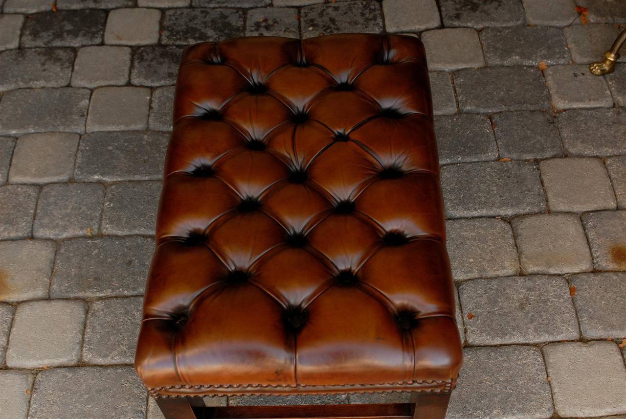 leather wood bench