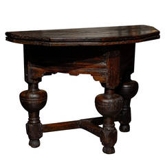 Italian Carved Wood Gateleg Demi-Lune Table from the Late 18th Century