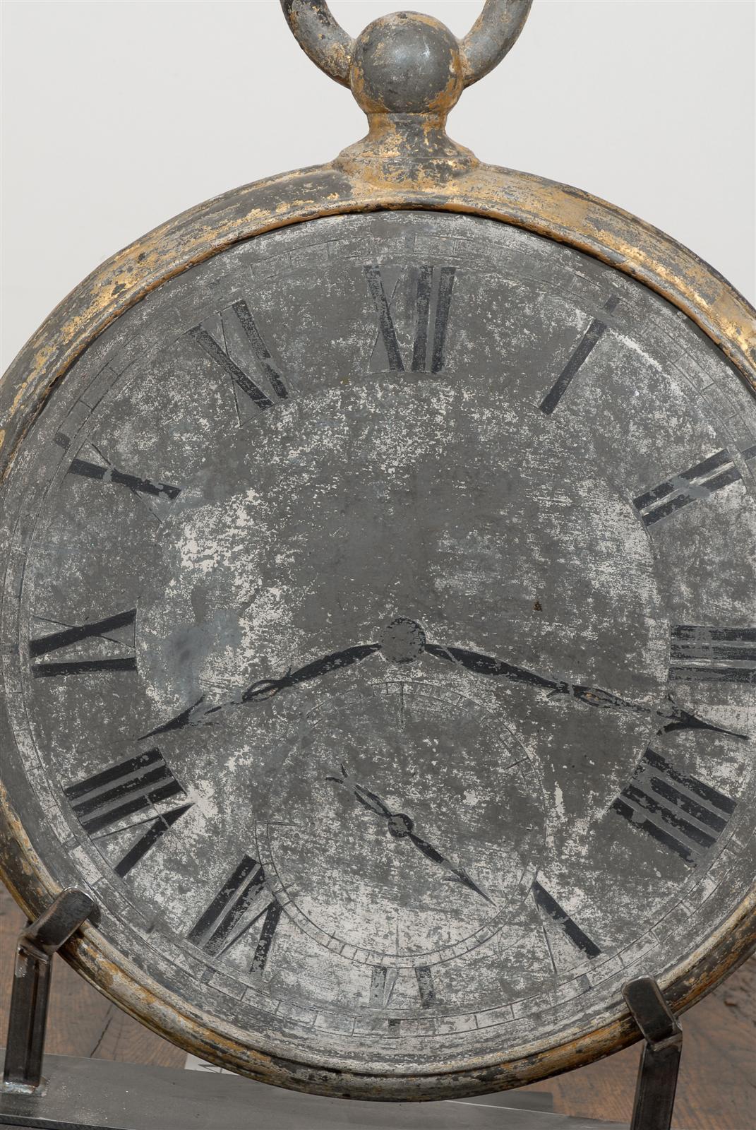 Großes Zink-Uhrhandelsschild auf maßgefertigtem Ständer, Mitte des 19. Jahrhunderts im Angebot 2