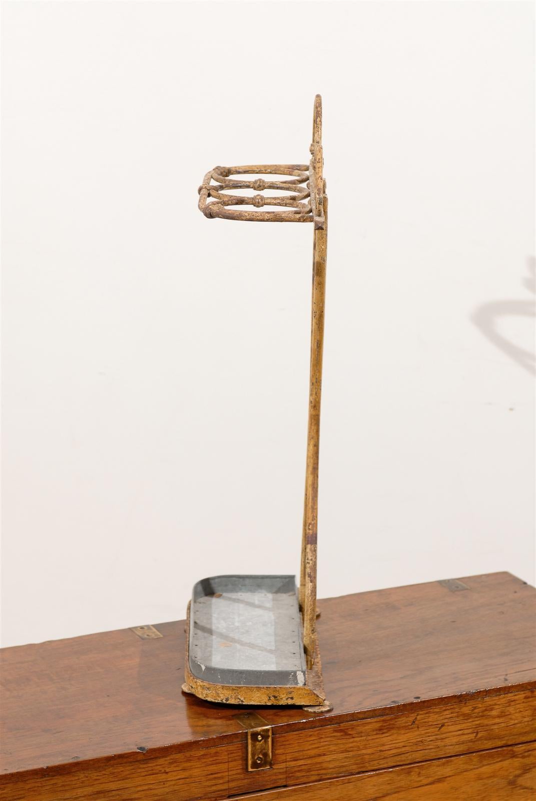 French 19th Century Metal Umbrella Stand with Old Paint 5