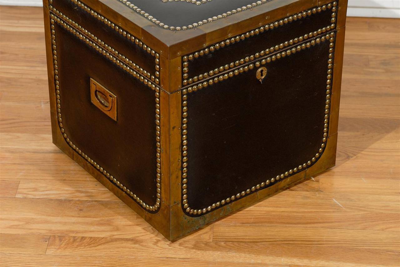 20th Century Leather and Brass Trunk