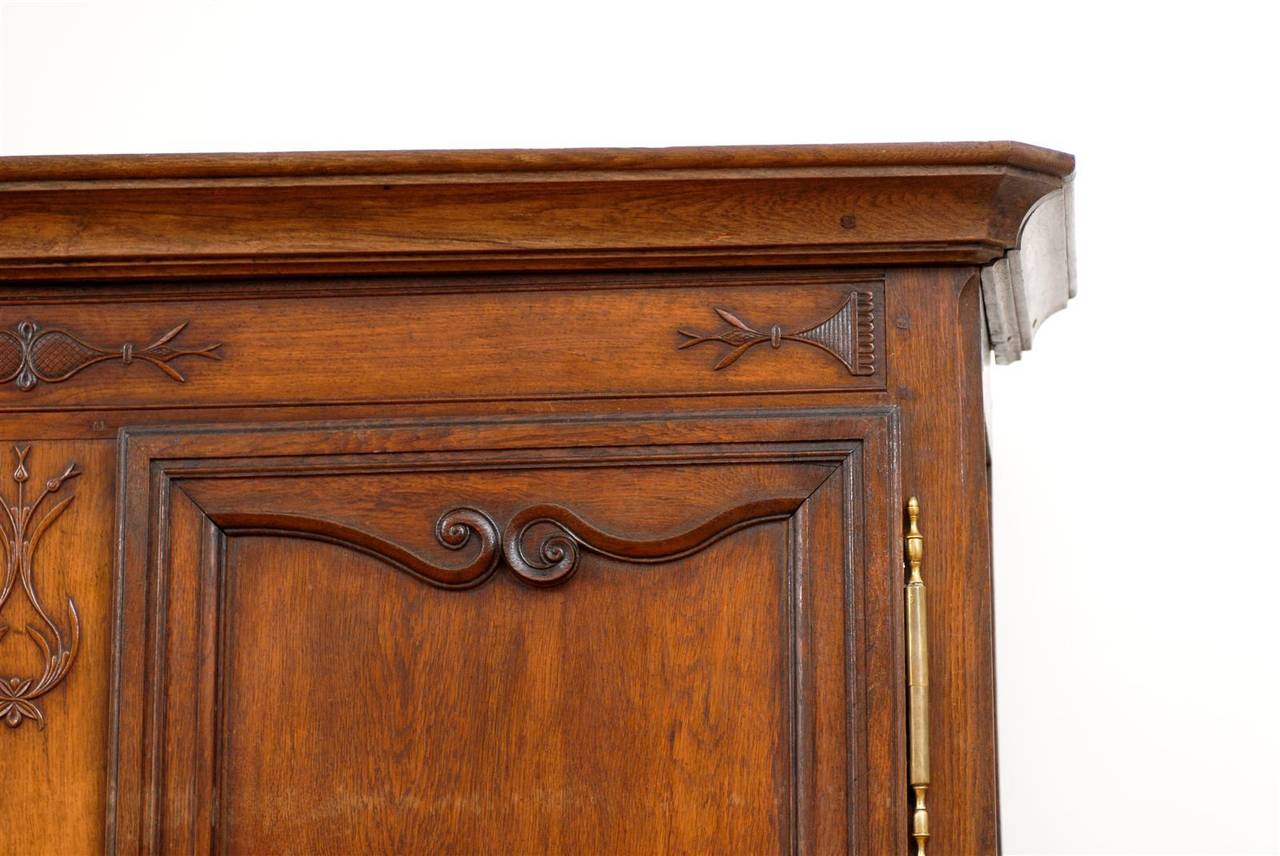 French Restauration Period 1820s Large Two-Part Cabinet with Carved Doors 1