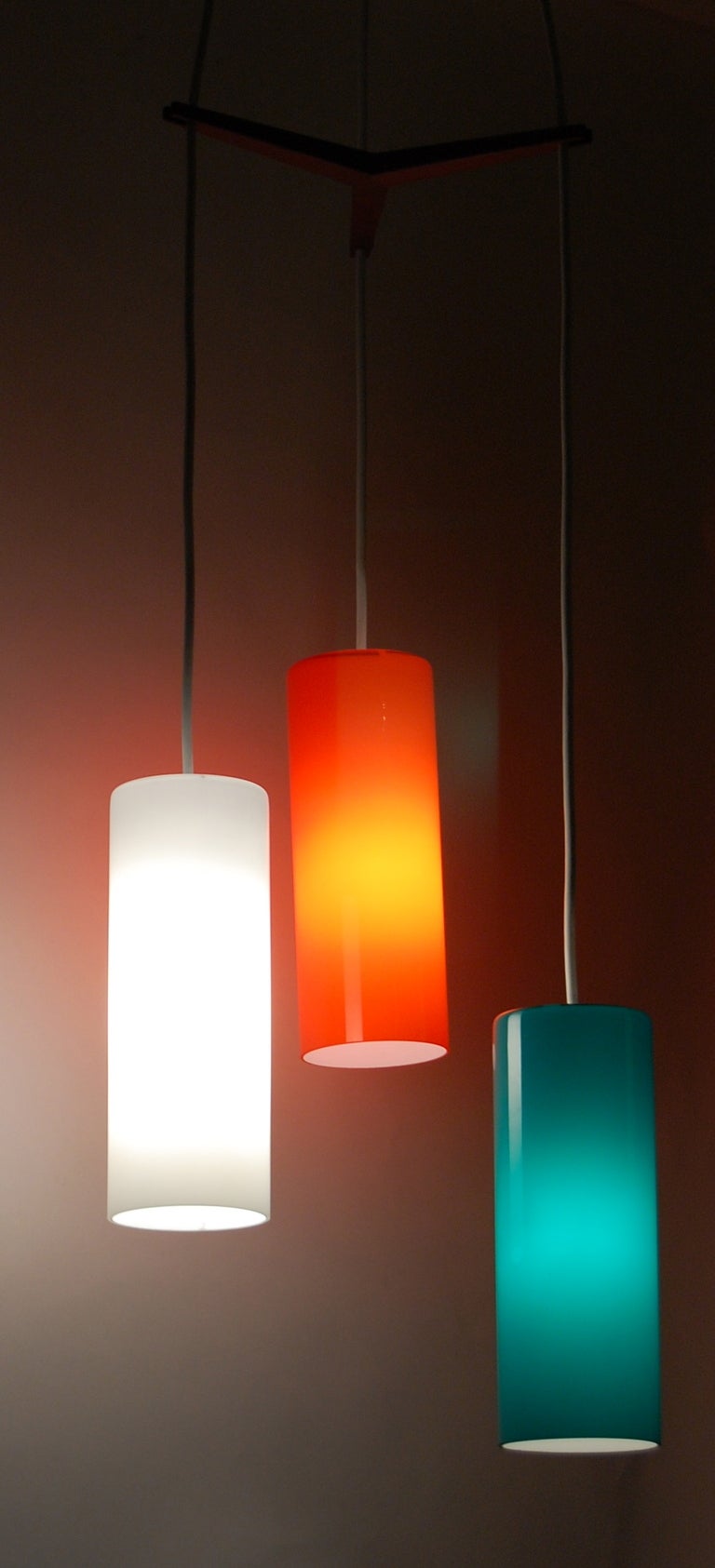 Danish Tri-Color Hanging Lamp In Excellent Condition In San Francisco, CA