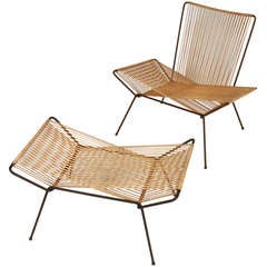 Iron and Cord Modernist Patio Lounge & Ottoman