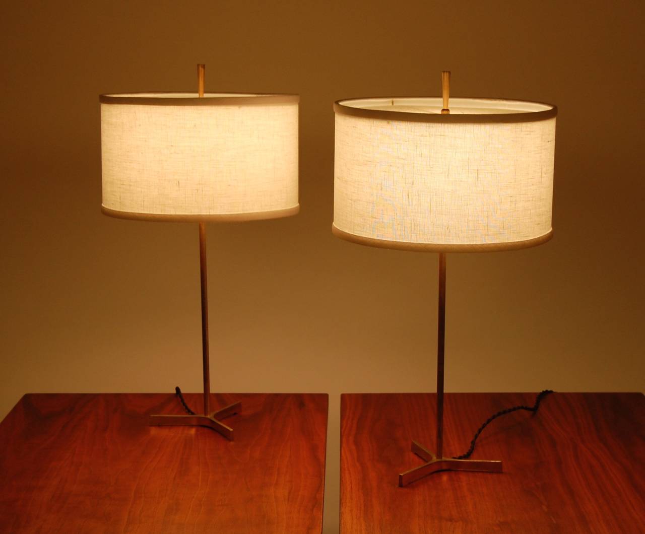 20th Century Pair of Brass Modernist Lamps