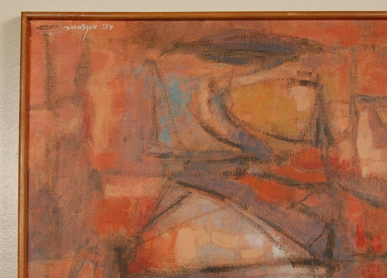 Mid-Century Modern Arthur Jacobson Abstract Oil Painting