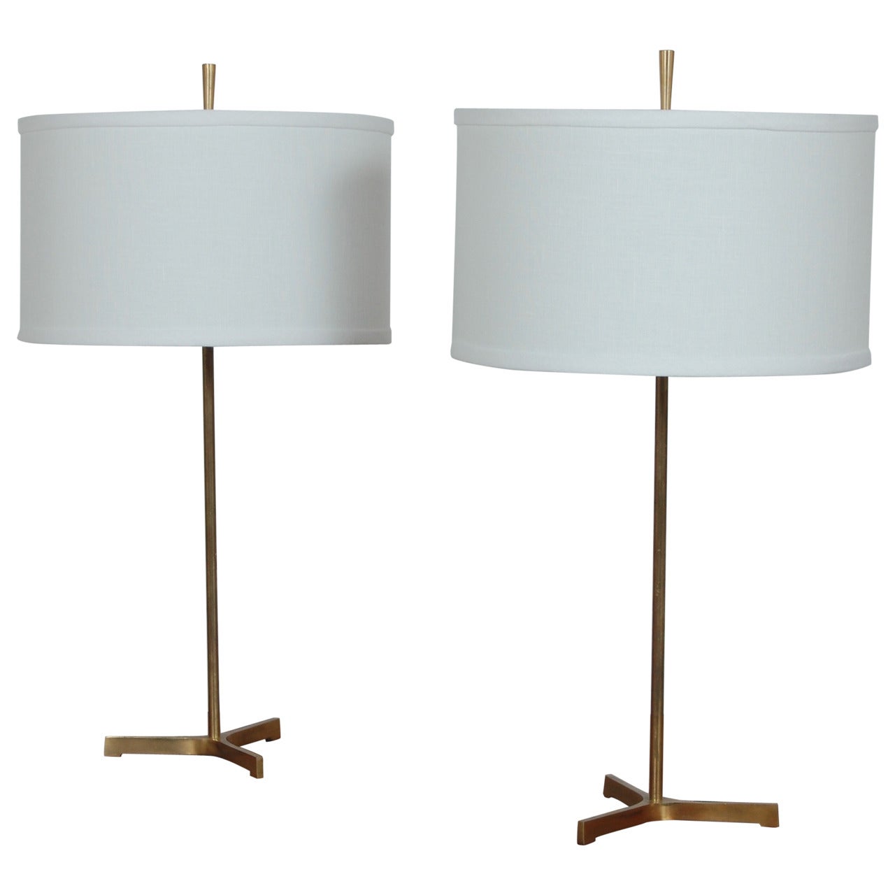 Pair of Brass Modernist Lamps