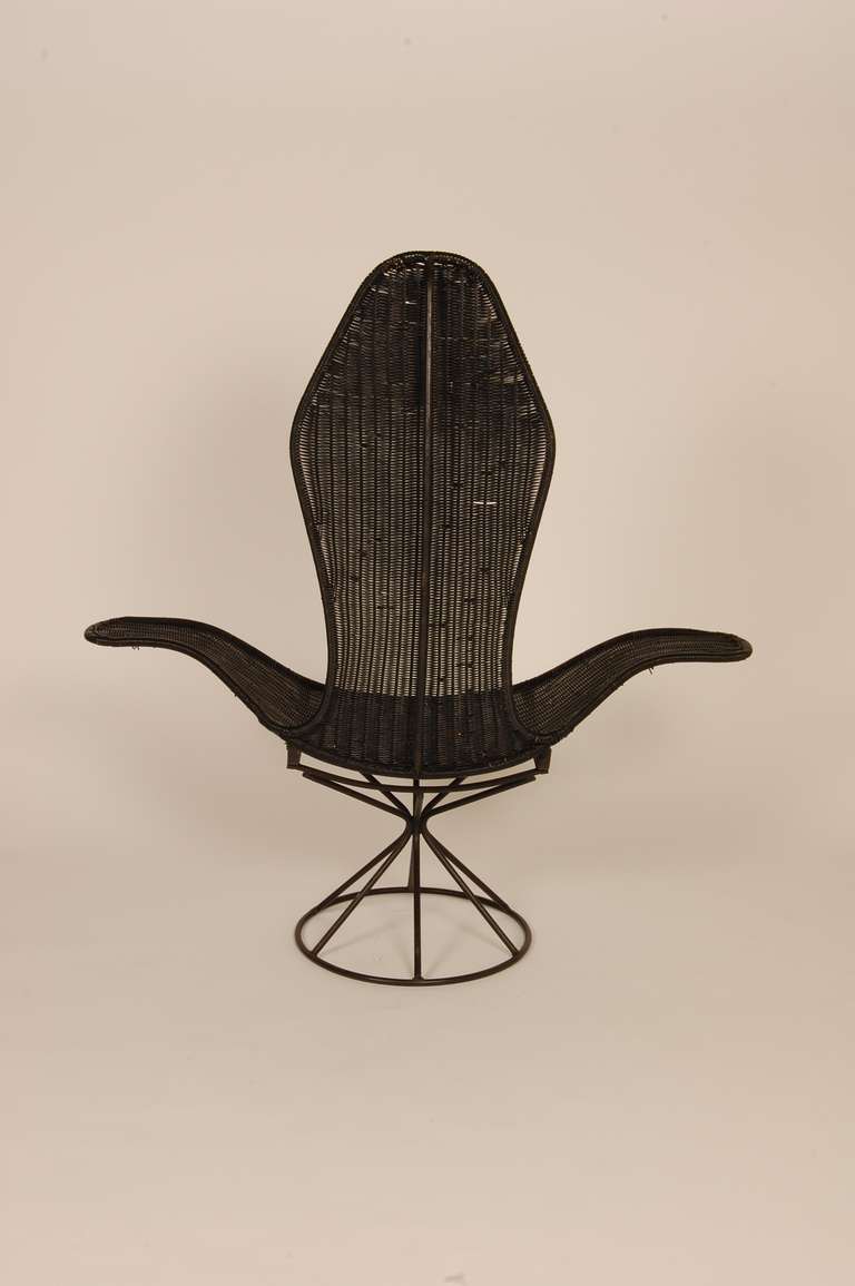 Mid-Century Modern Wicker Petal Lounge Chair