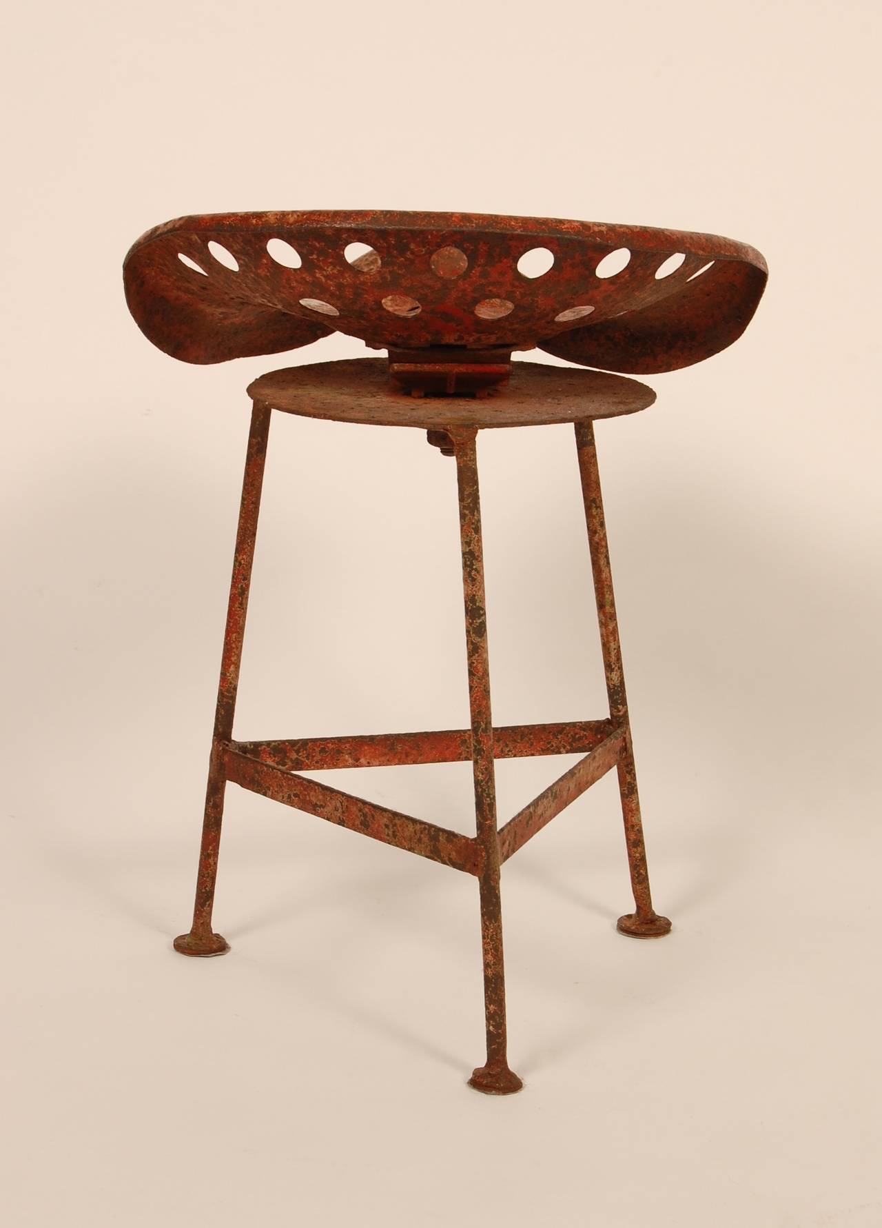 Rustic Tractor Seat Stool In Distressed Condition In San Francisco, CA