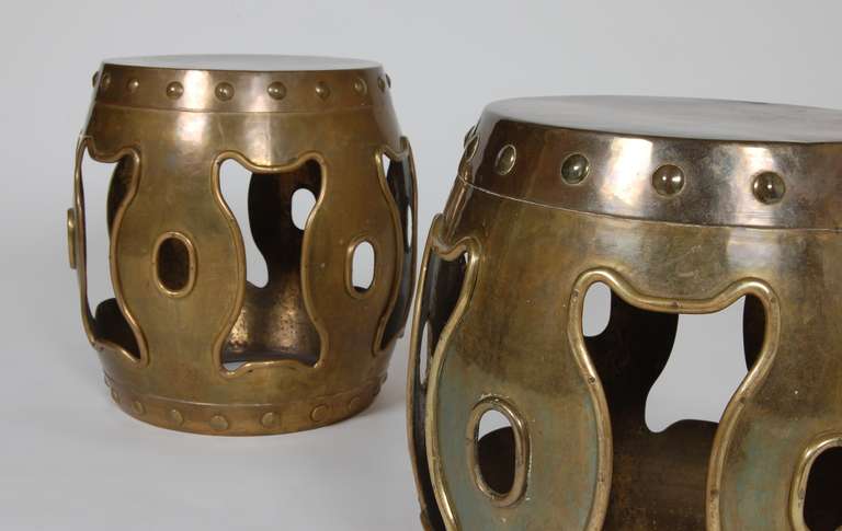 Hong Kong Brass Asian Drum Stools