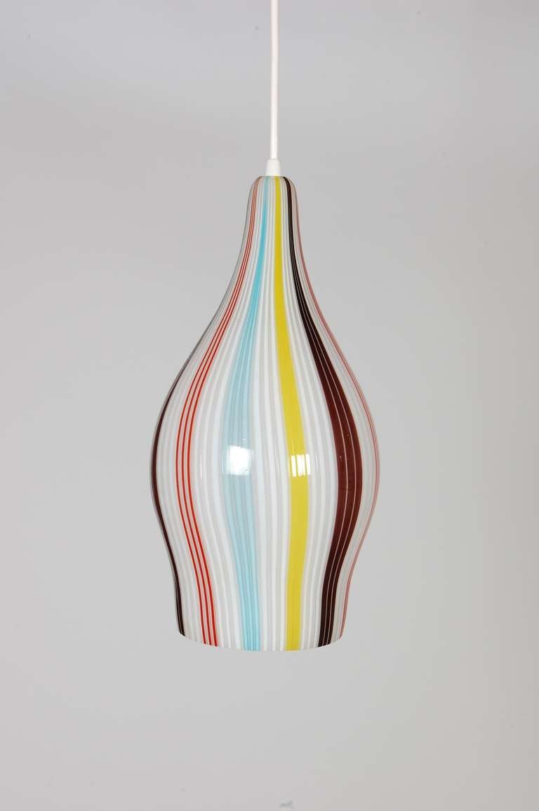 Mid-Century Modern Striped Venini Pendant Lamp