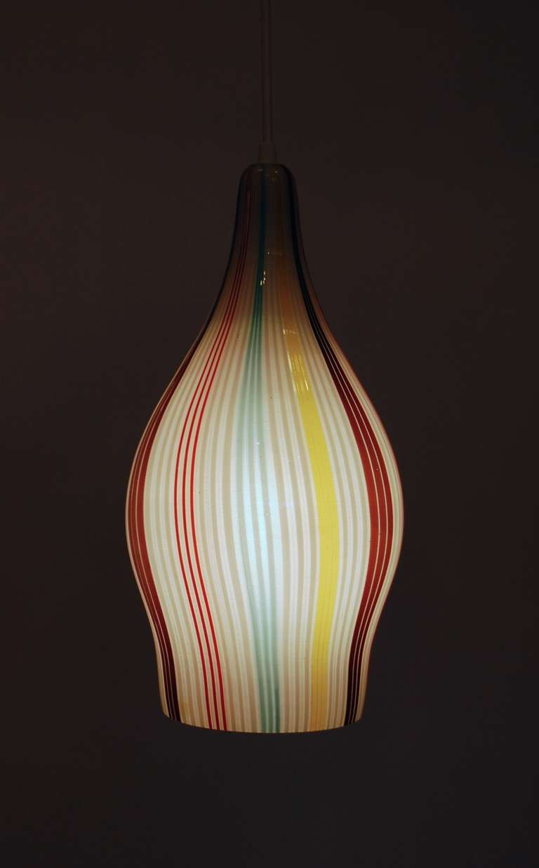 Striped Venini Pendant Lamp In Excellent Condition In San Francisco, CA