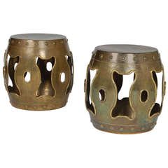 Brass Asian Drum Stools
