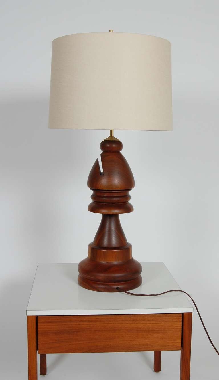 Mid-Century Modern Large Bishop Chess Piece Table Lamp