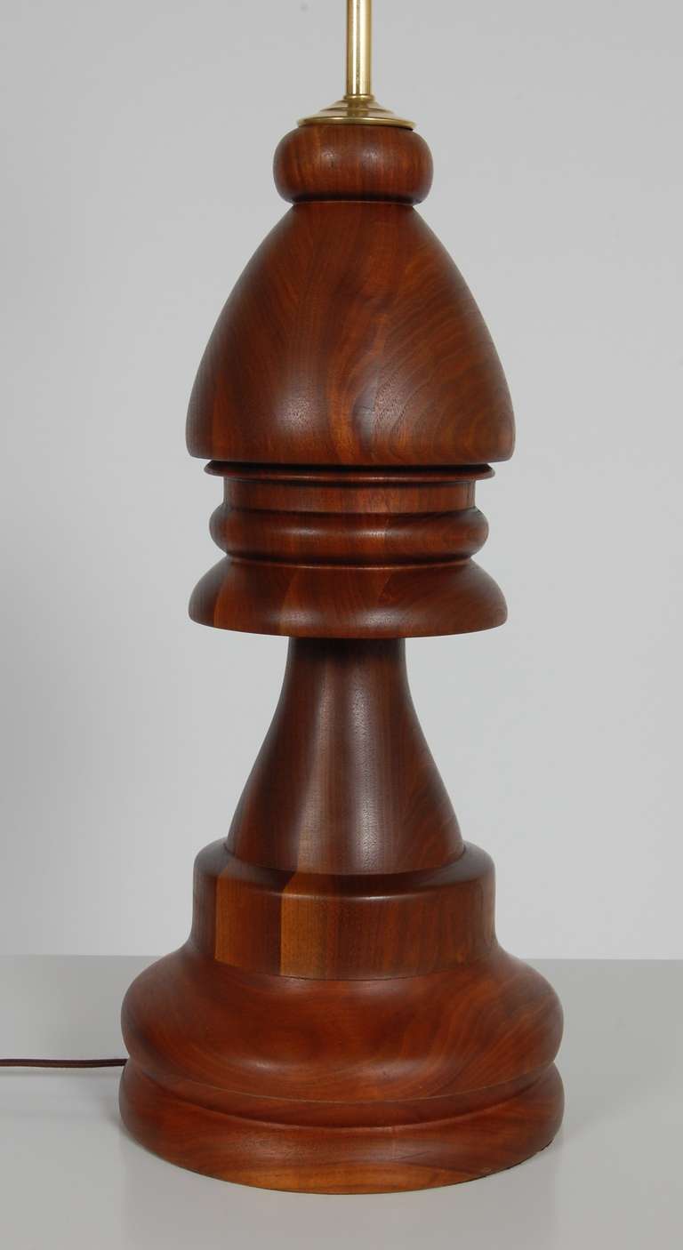 Walnut Large Bishop Chess Piece Table Lamp