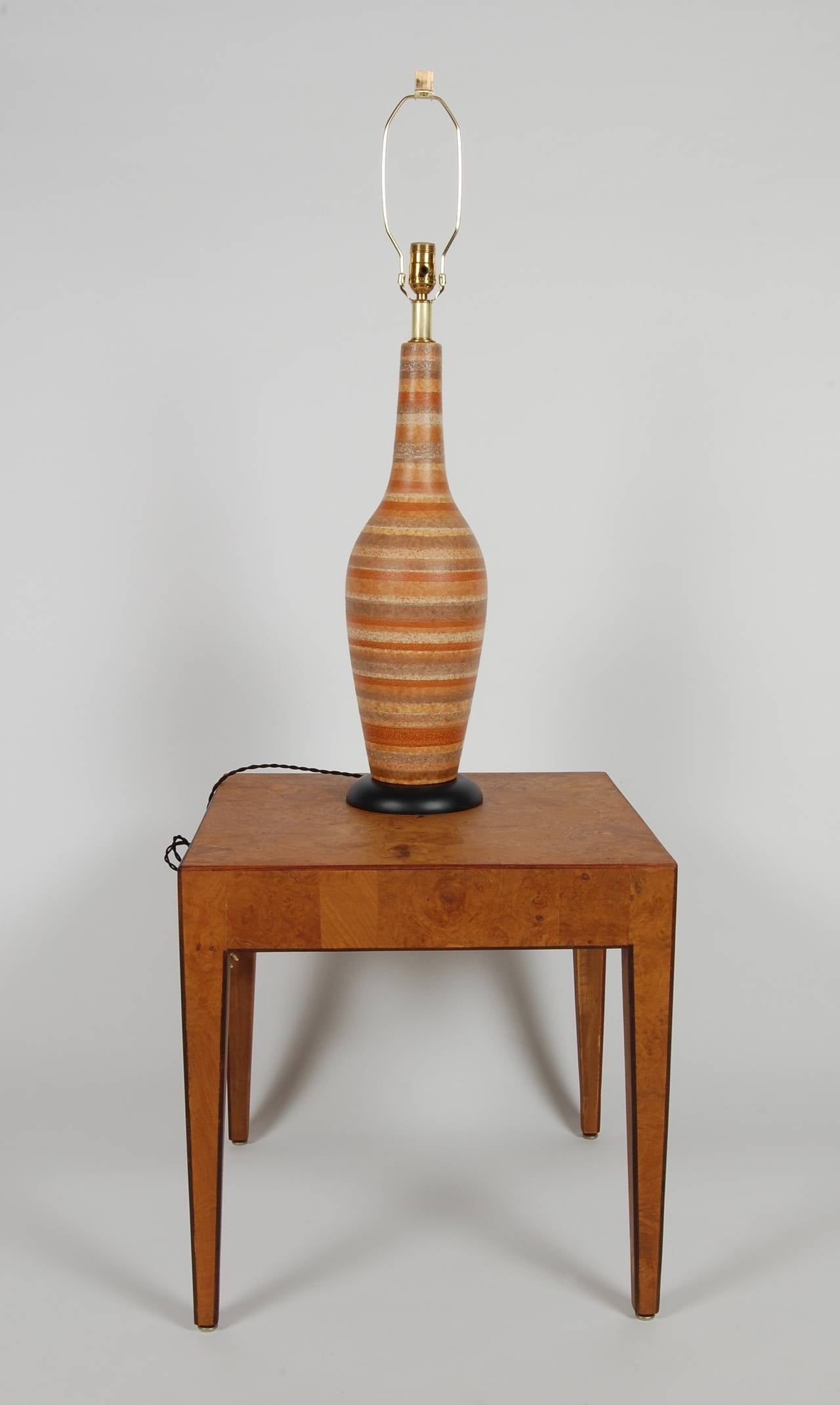 Mid-Century Modern Striped Ceramic Volcanic Glaze Lamp