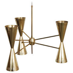 Modernist Brass Chandelier