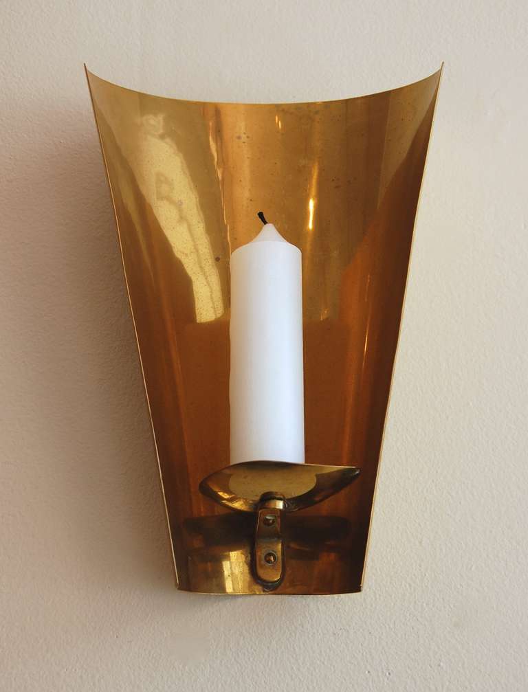 Brass Candle Wall Sconces In Excellent Condition In San Francisco, CA
