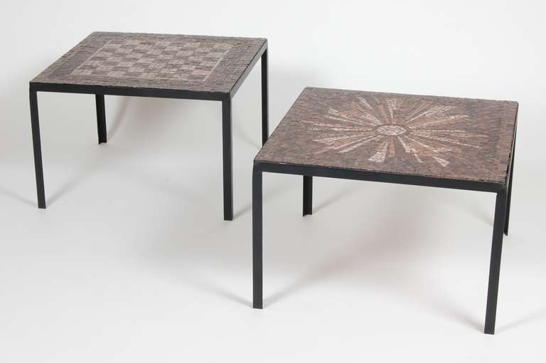 Glass Mosaic Tile Side Tables In Excellent Condition In San Francisco, CA