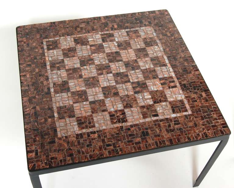 Mid-Century Modern Glass Mosaic Tile Side Tables