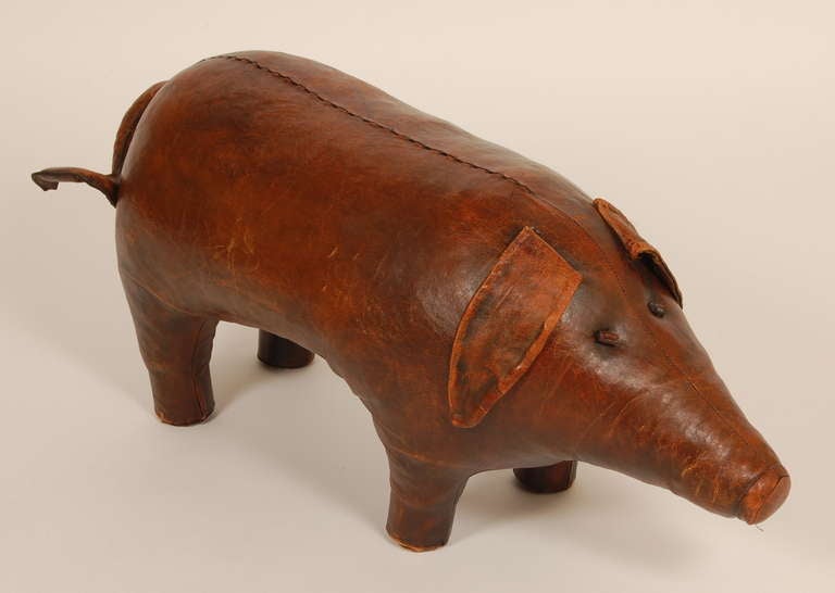 Mid-Century Modern Abercrombie & Fitch Leather Pig