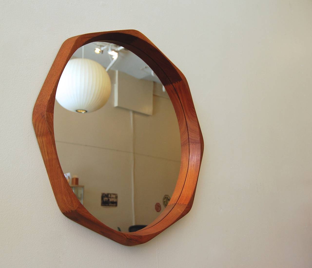 Teak Danish Octagon Mirror with Amazing Joinery
