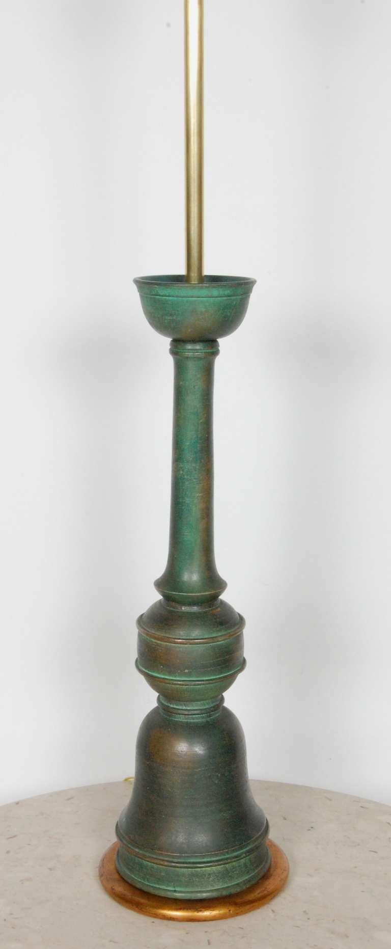 Tall Turkish Style Verdigris Ceramic Lamp