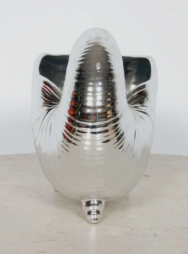 Mid-20th Century Fritz & Floyd Metallic Silver Nautilus Shell Vase