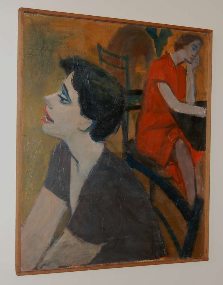 Wood 1950's Bay Area Figurative Painting 