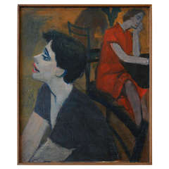 1950's Bay Area Figurative Painting "Cafe"