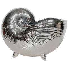 Retro Fritz & Floyd Metallic Silver Nautilus Shell Vase