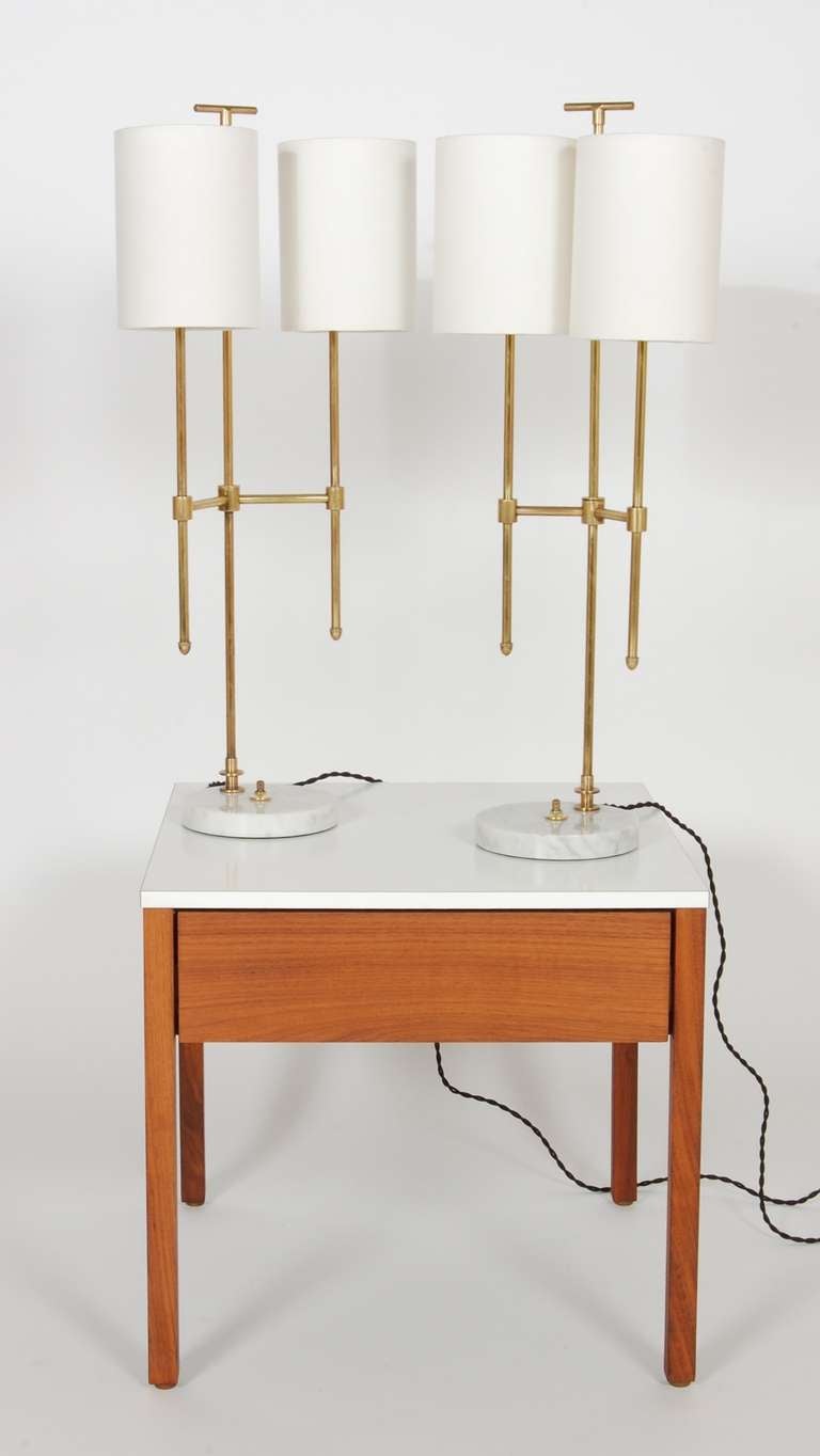 Mid-Century Modern Italian Brass and Marble Table Lamps